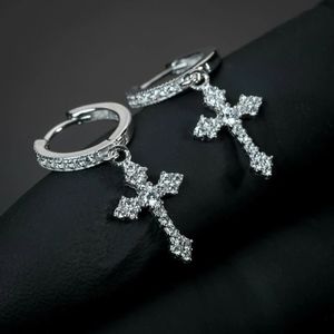 Silver Stylish Cross Shape Drop Earrings